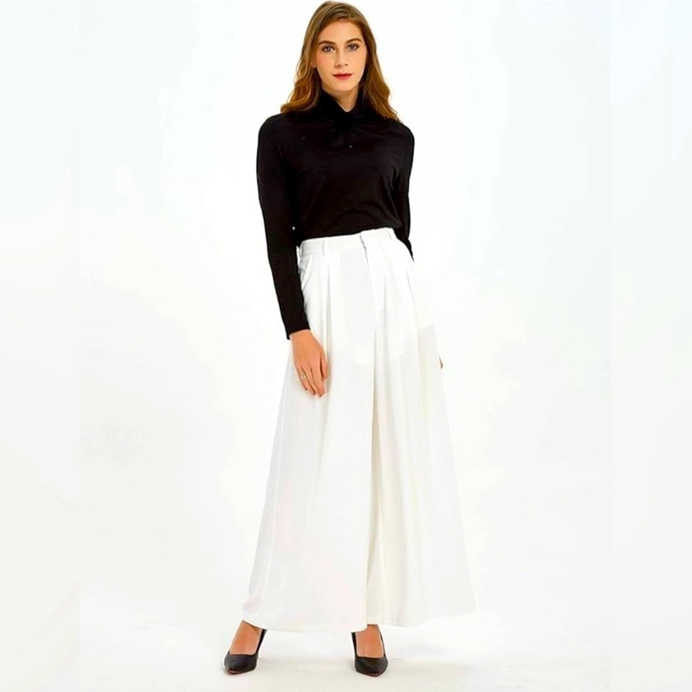 Tronjori NWT Women High Waist Casual Wide Leg Long Palazzo Pants - small (short)